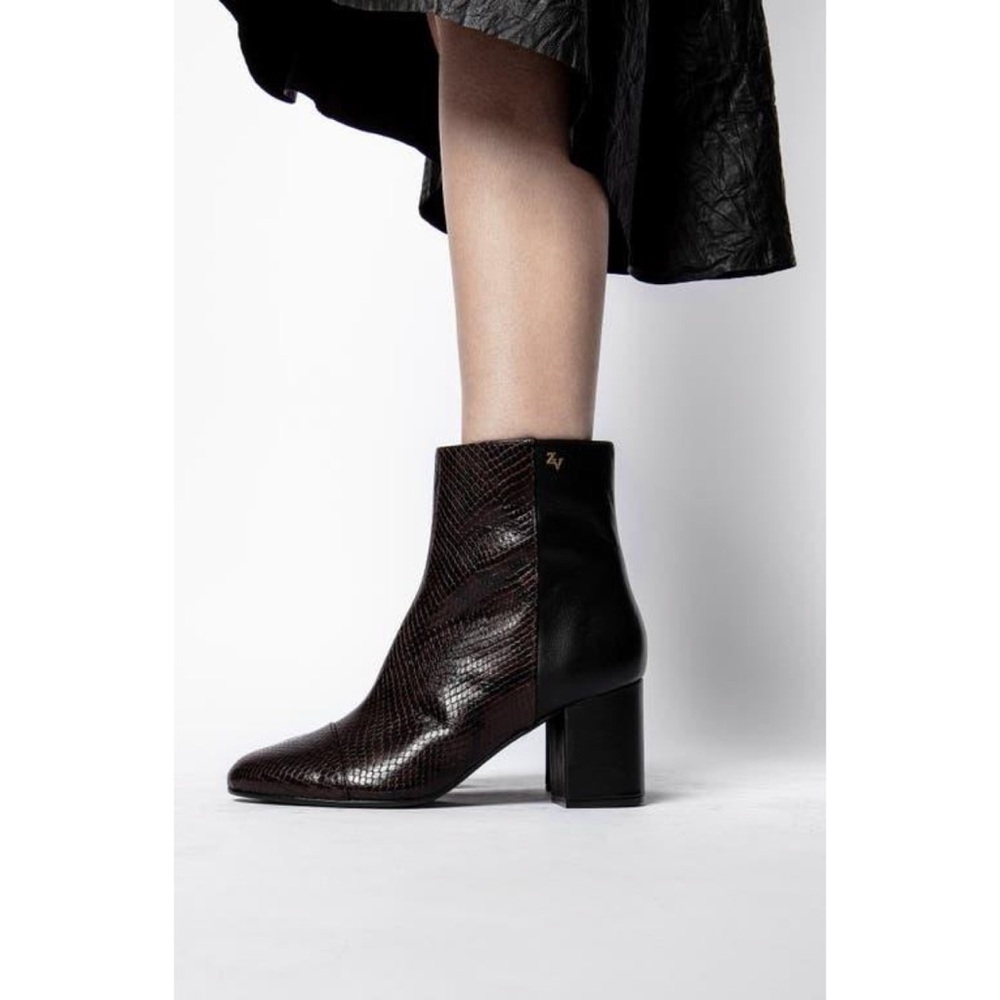 Zadig & Voltaire Lena Snakeskin Embossed Boots Sz EU 39